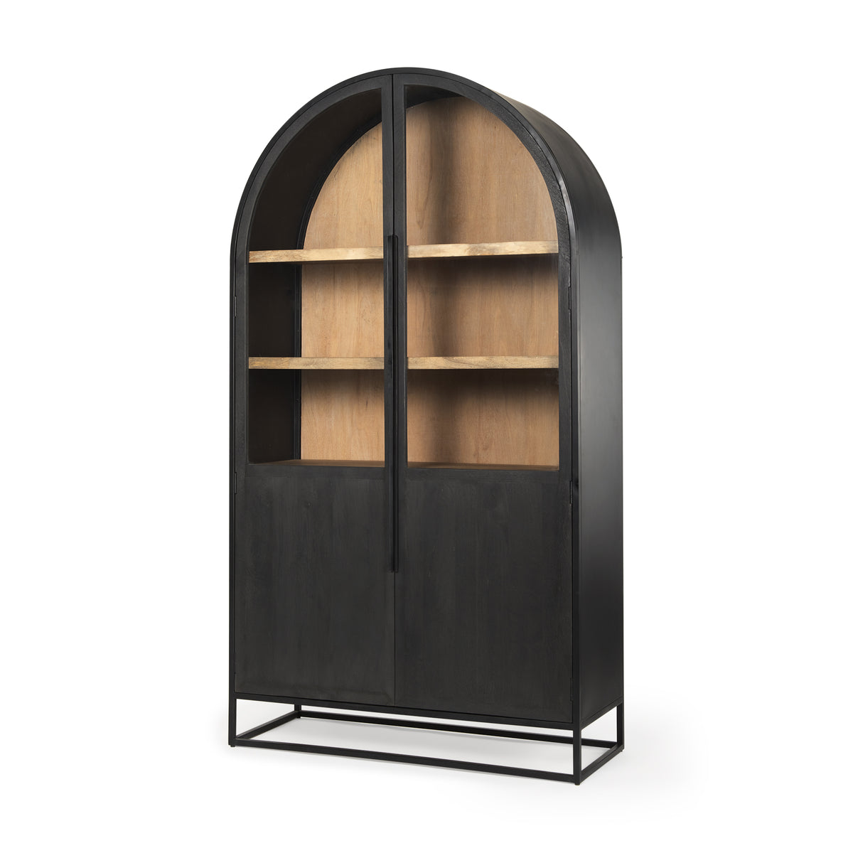 Sloan 47.5W x 80.5H Light Brown W/ Metal Frame Arched Cabinet-Cabinets-DECOROLALA