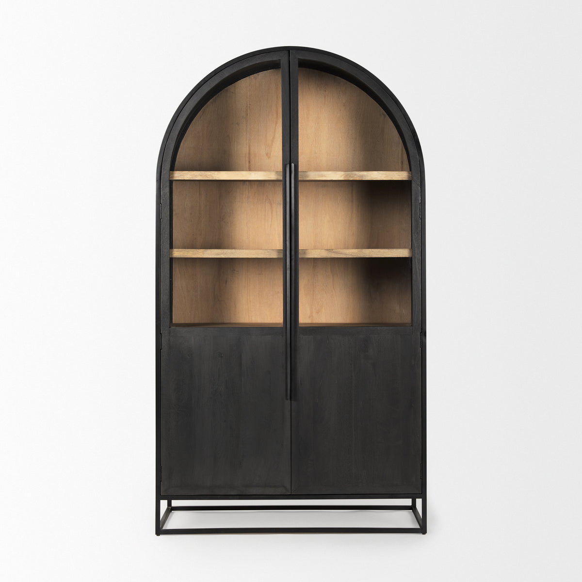 Sloan 47.5W x 80.5H Light Brown W/ Metal Frame Arched Cabinet-Cabinets-DECOROLALA