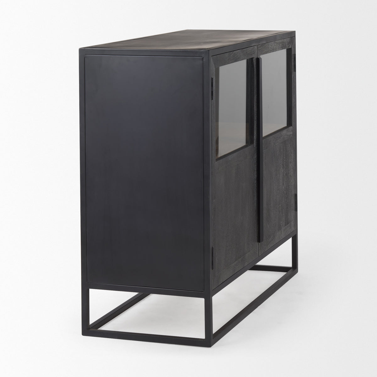 Sloan Accent Cabinet - Wood Metal Frame Black-Accent Cabinets & Chests-DECOROLALA