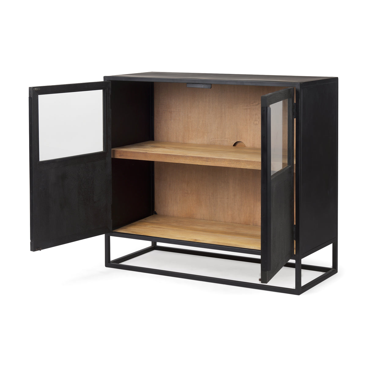 Sloan Accent Cabinet - Wood Metal Frame Black-Accent Cabinets & Chests-DECOROLALA