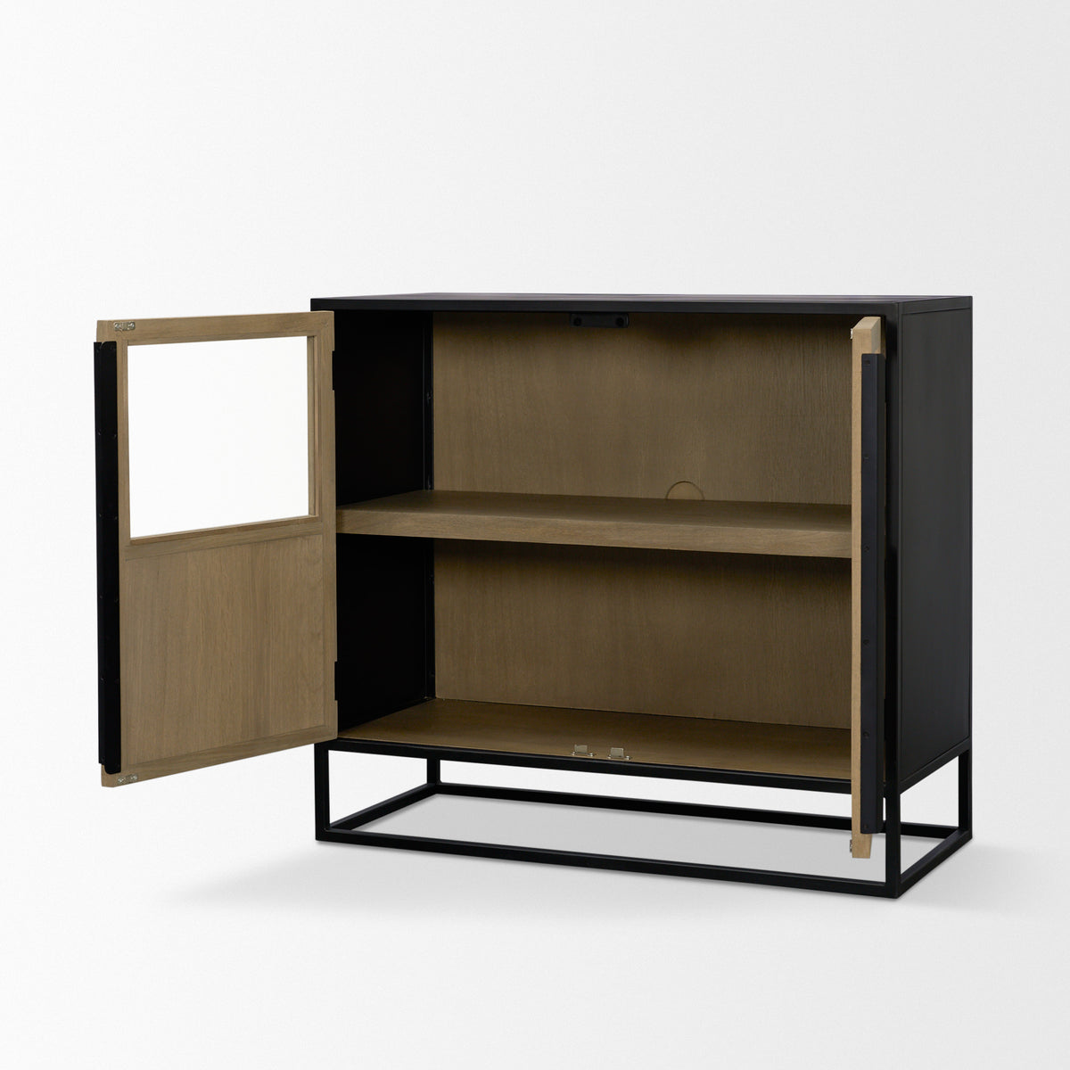 Sloan Accent Cabinet - Wood Metal Frame Black-Accent Cabinets & Chests-DECOROLALA