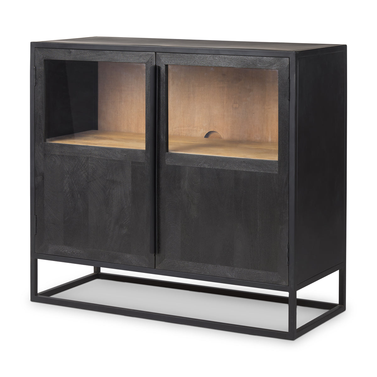Sloan Accent Cabinet - Wood Metal Frame Black-Accent Cabinets & Chests-DECOROLALA