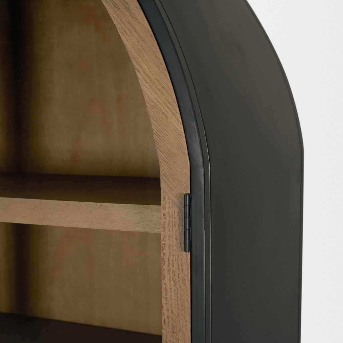 Sloan Arched Cabinet - Light Brown Wood & Metal Frame-Storage Cabinets-DECOROLALA