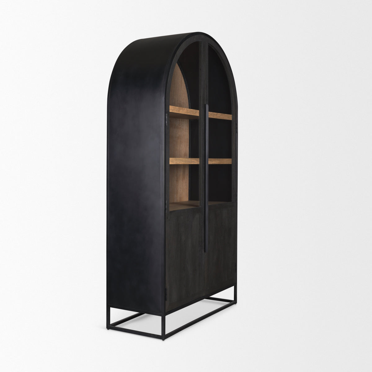 Sloan Wood and Metal Frame Arched Cabinet-Storage Cabinets-DECOROLALA
