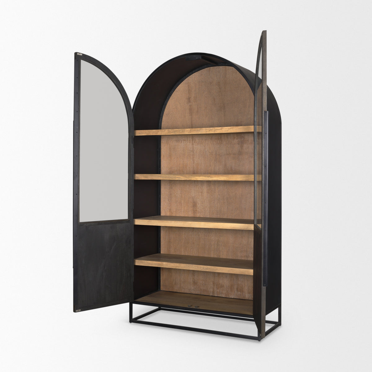 Sloan Wood and Metal Frame Arched Cabinet-Storage Cabinets-DECOROLALA