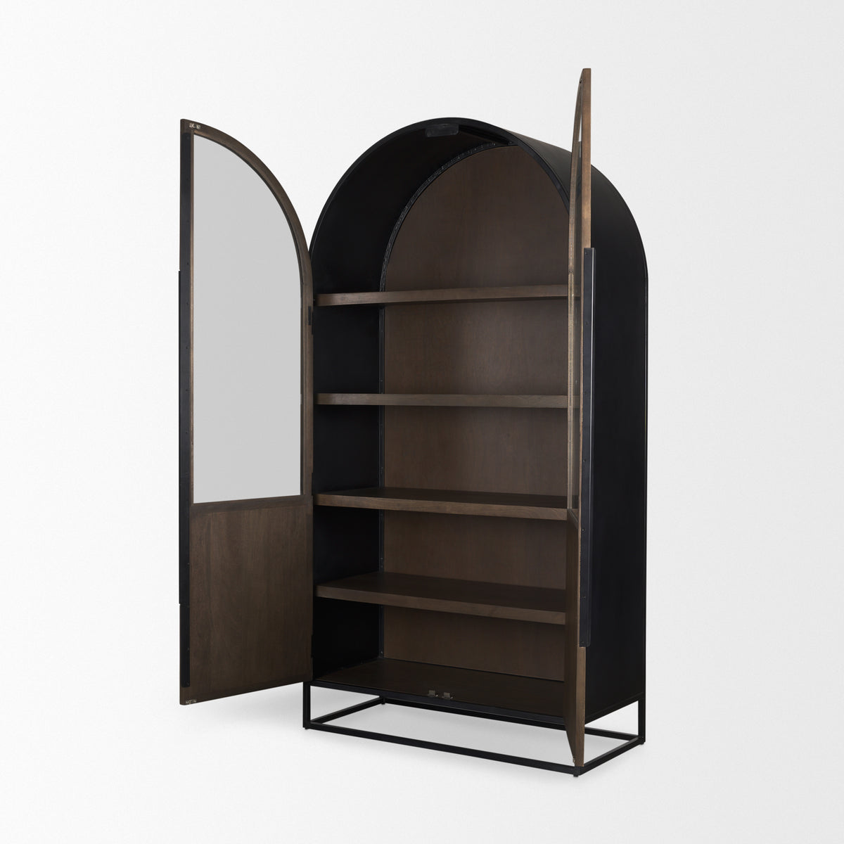 Sloan Wood and Metal Frame Arched Cabinet-Storage Cabinets-DECOROLALA