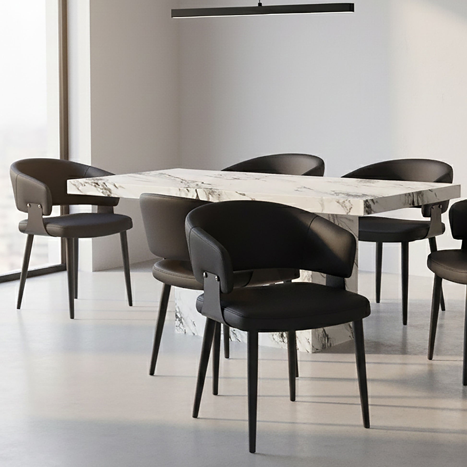 Sloane Dining Chair - Black Textured Faux Leather-DECOROLALA