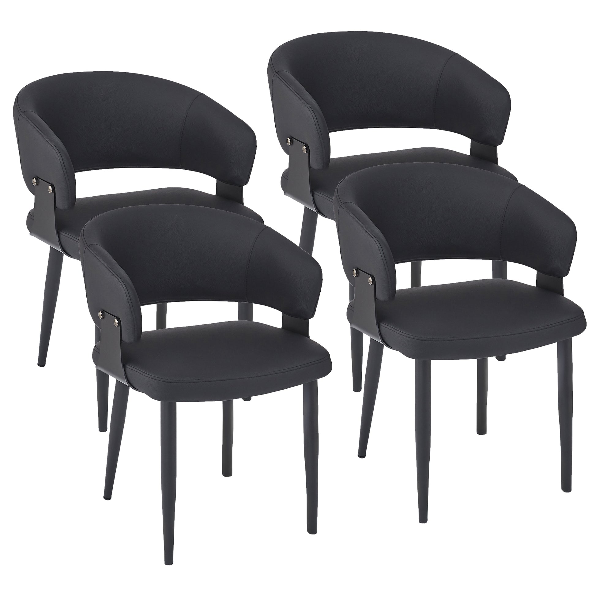 Sloane Dining Chair - Black Textured Faux Leather-DECOROLALA