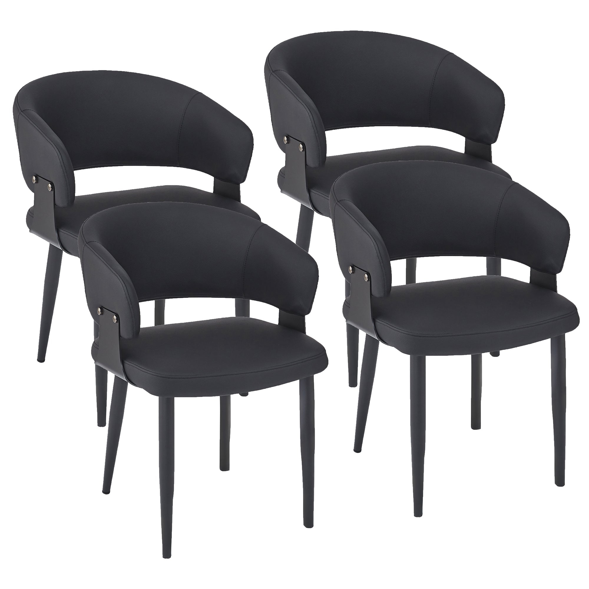 Sloane Dining Chair - Black Textured Faux Leather-DECOROLALA