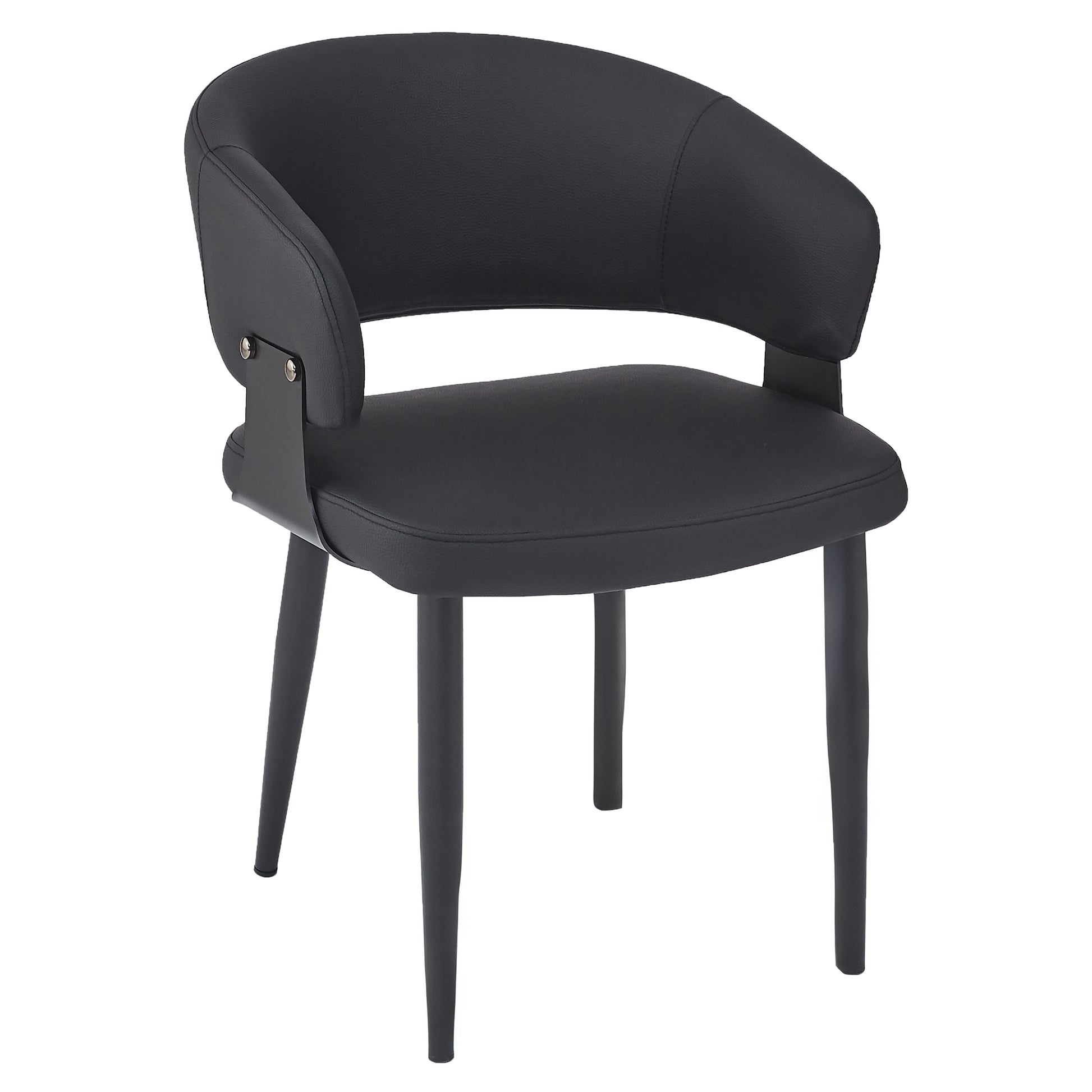 Sloane Dining Chair - Black Textured Faux Leather-DECOROLALA