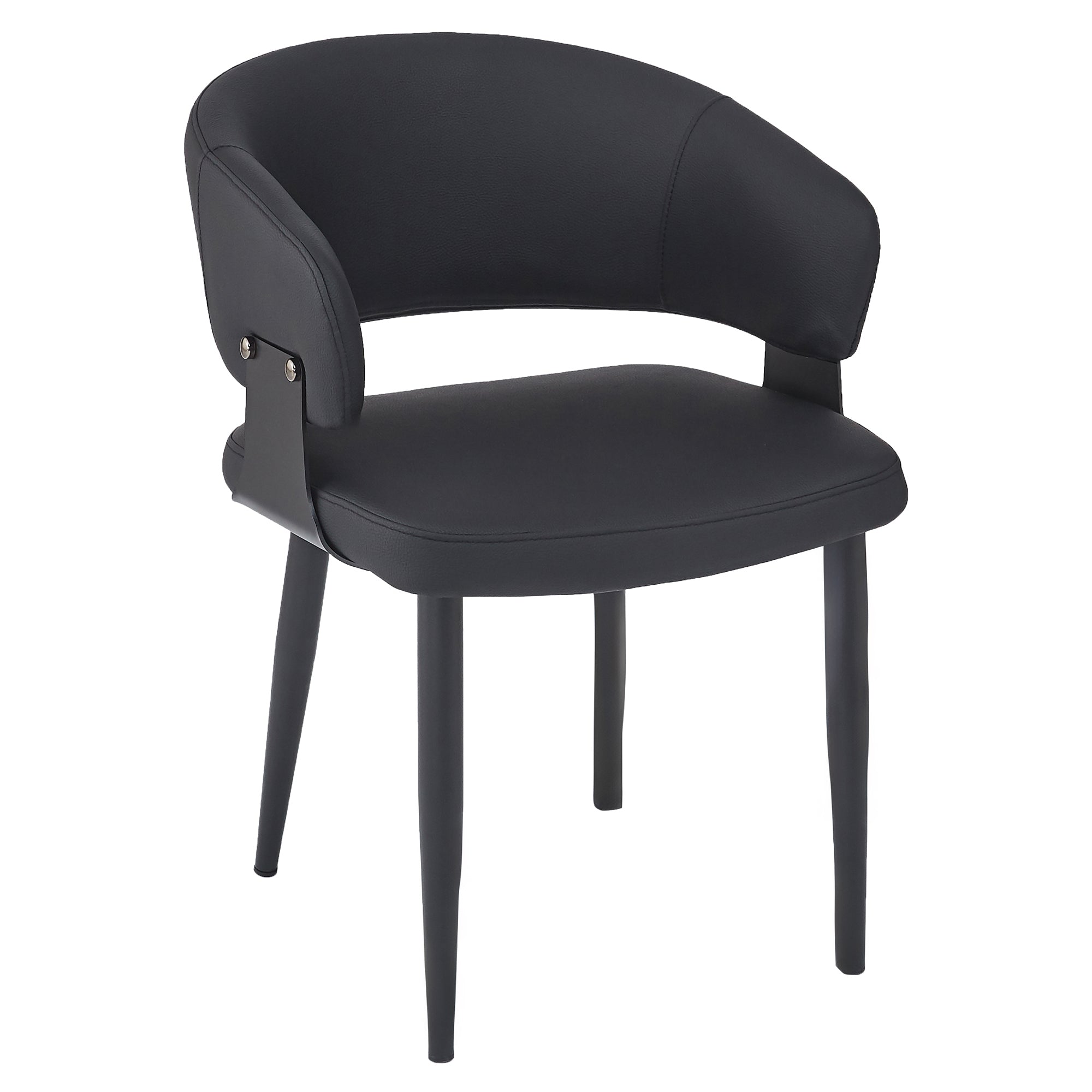 Sloane Dining Chair - Black Textured Faux Leather-DECOROLALA