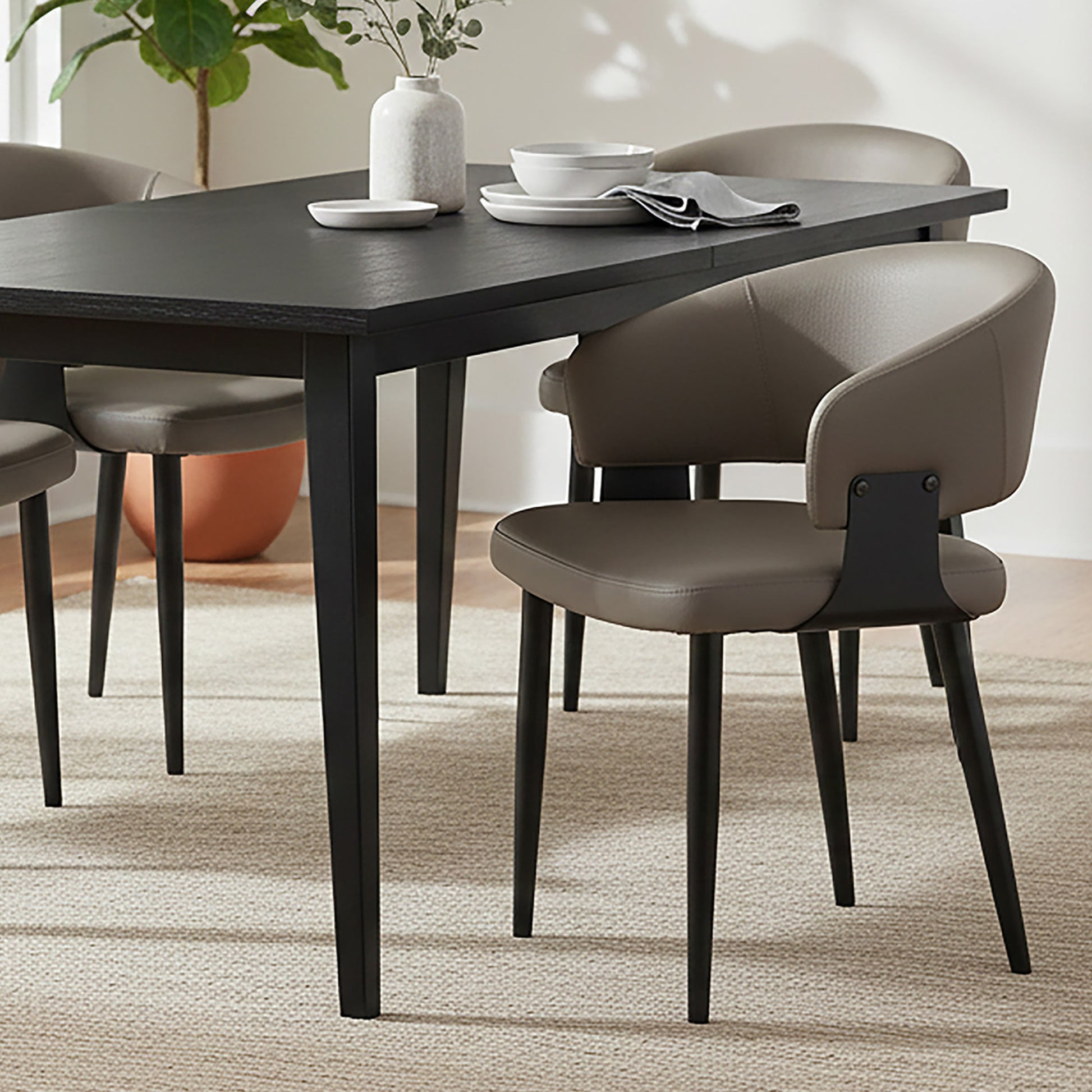 Sloane Dining Chair - Stone Textured Faux Leather-DECOROLALA