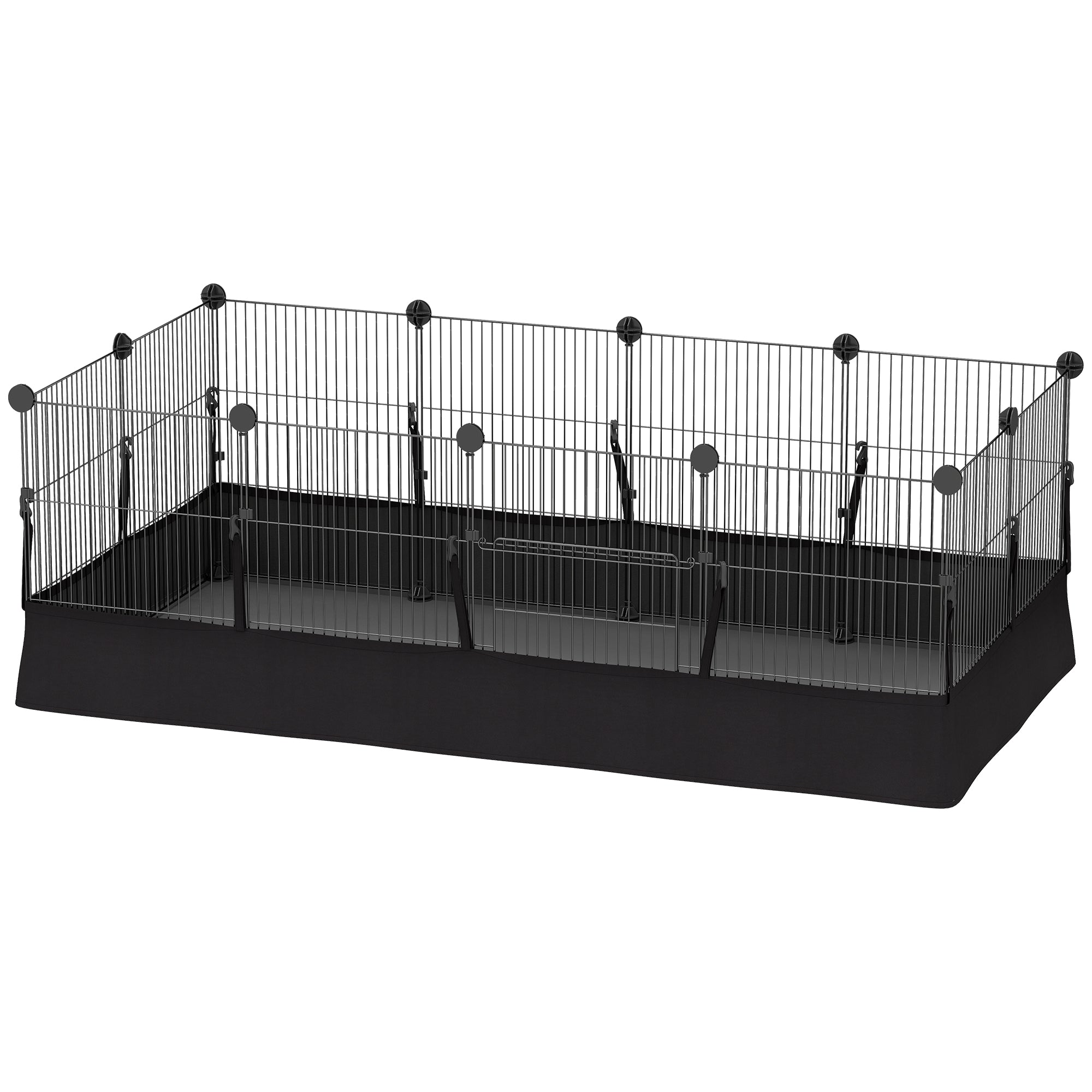 Small Animal Cage Waterproof Mat DIY Animal Playpen for Guinea Pigs Rabbits 12 Panels and Door Black-Small Animals-DECOROLALA