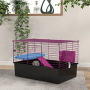 Small Animal Cage with Water Bottle, Ramp and Feeder - Black 28"-Small Animals-DECOROLALA