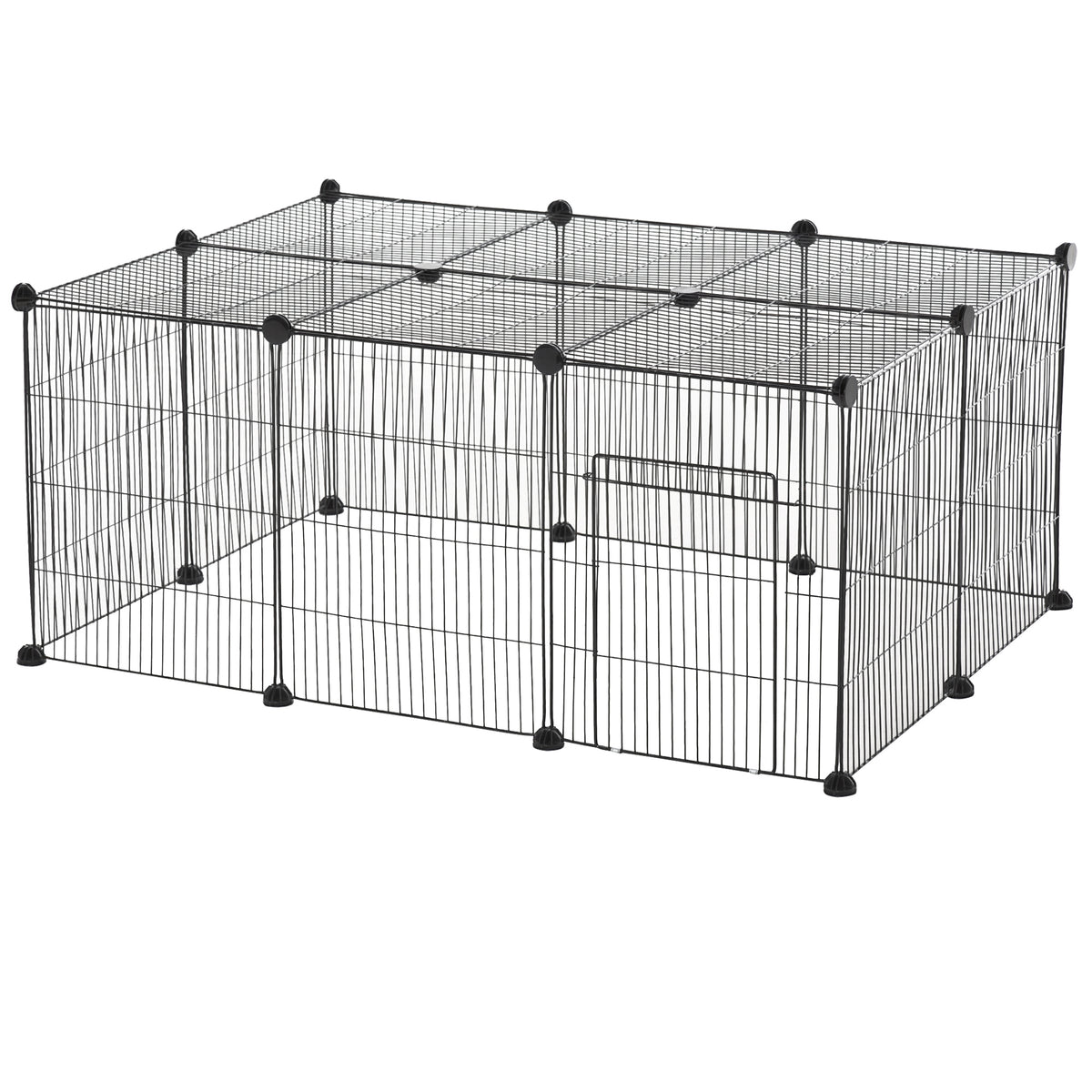 Small Animal Pet Enclosure - 16 Panels Black Metal DIY Cage-Small Animals-DECOROLALA