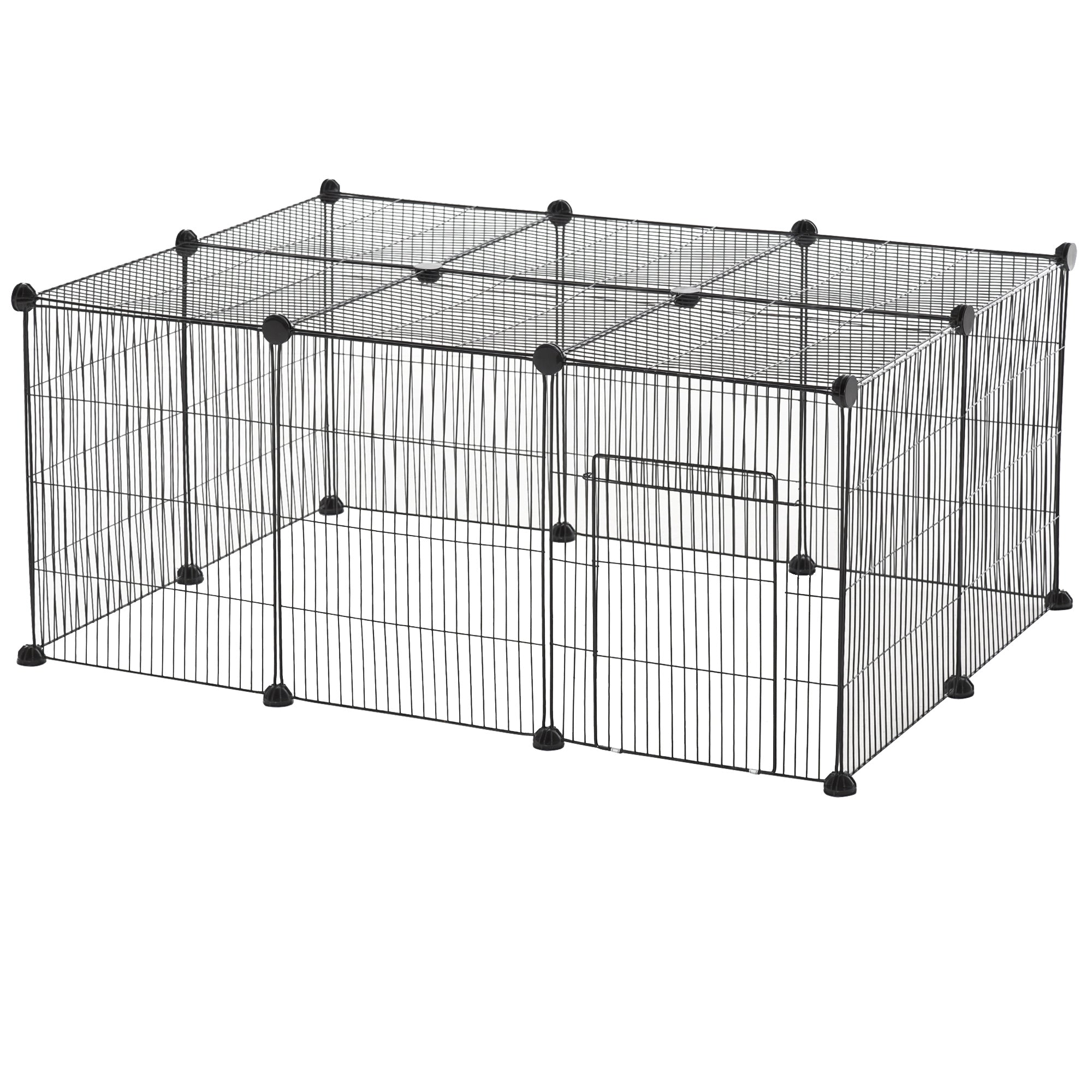 Small Animal Pet Enclosure - 16 Panels Black Metal DIY Cage-Small Animals-DECOROLALA