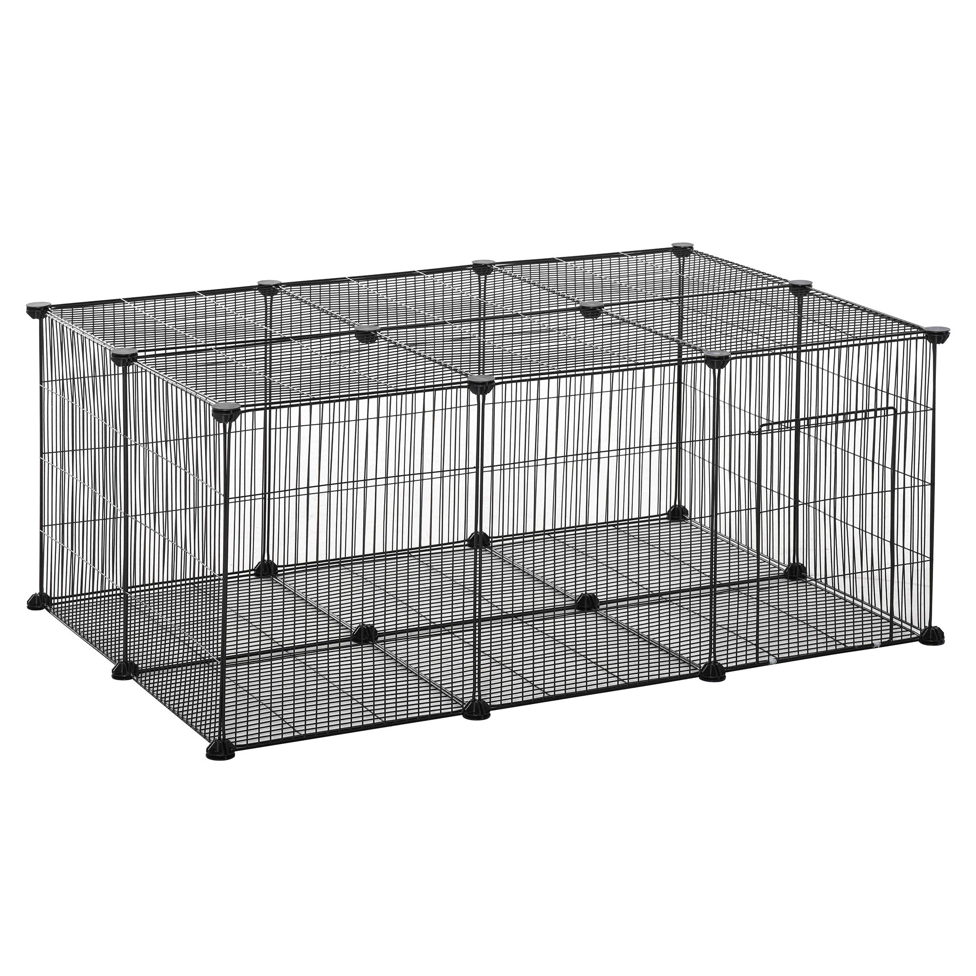 Small Animal Pet Enclosure - 22 Panels Black Metal DIY Cage-Small Animals-DECOROLALA