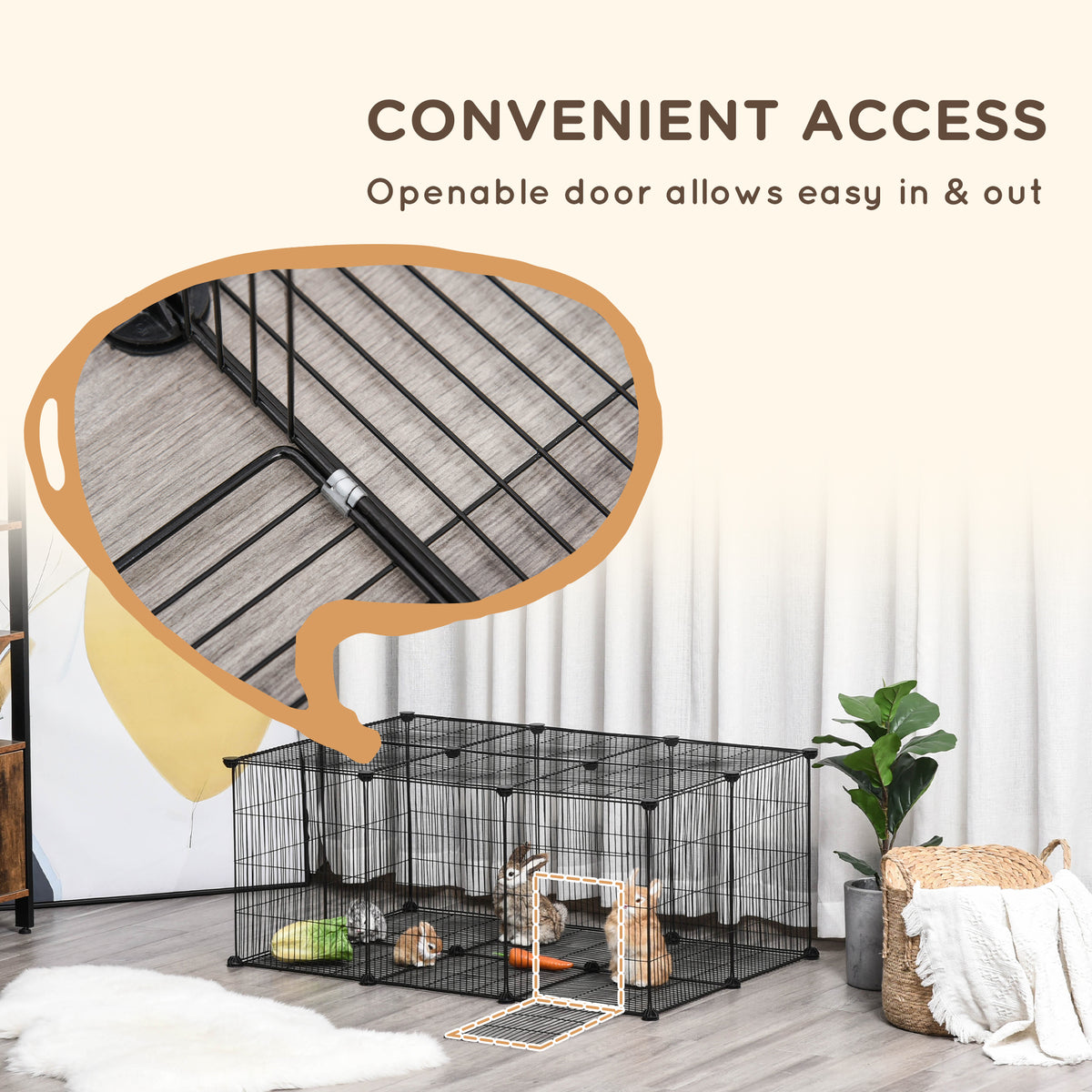 Small Animal Pet Enclosure - 22 Panels Black Metal DIY Cage-Small Animals-DECOROLALA