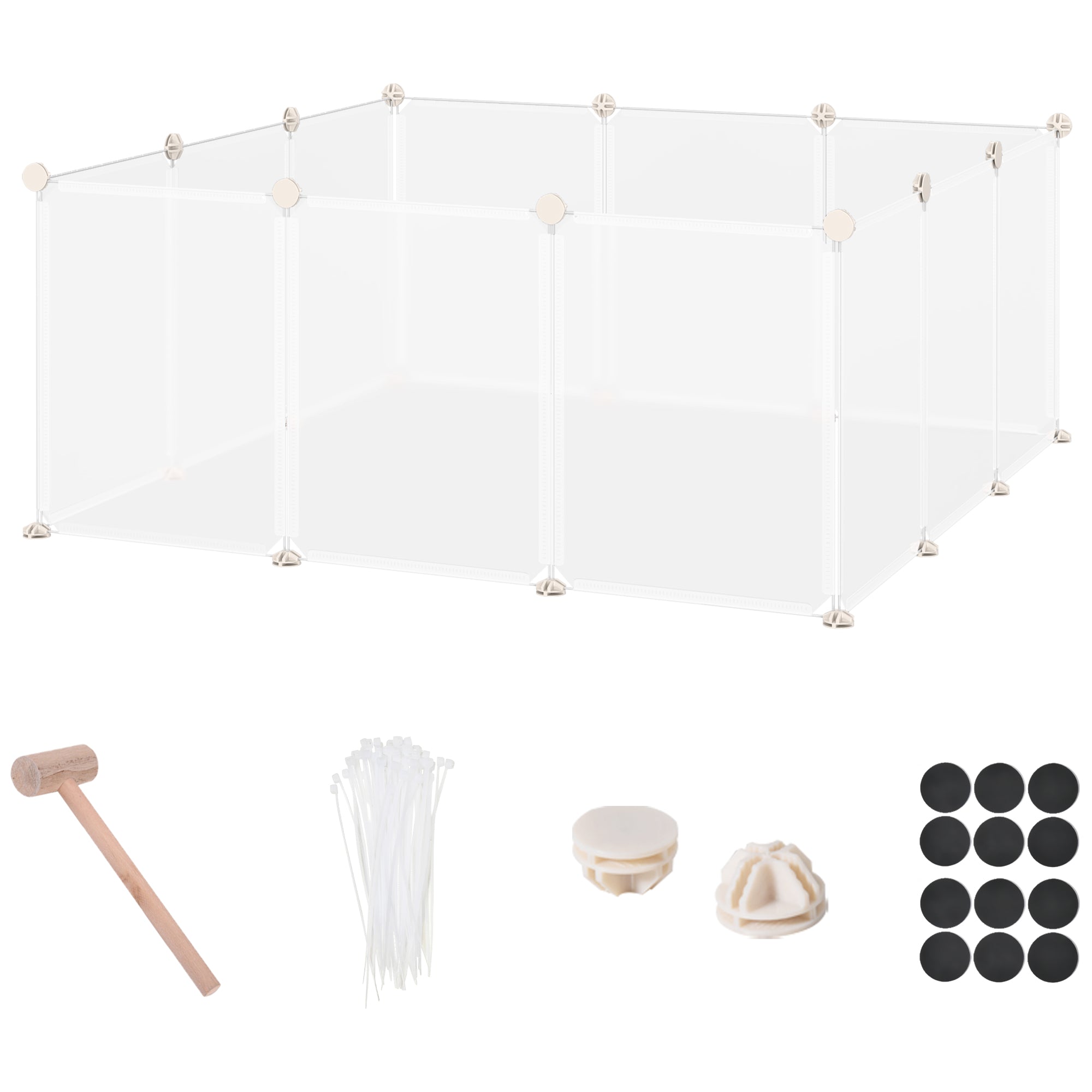 Small Animal Playpen - 12 Panels DIY White Cage for Guinea Pigs-Small Animals-DECOROLALA