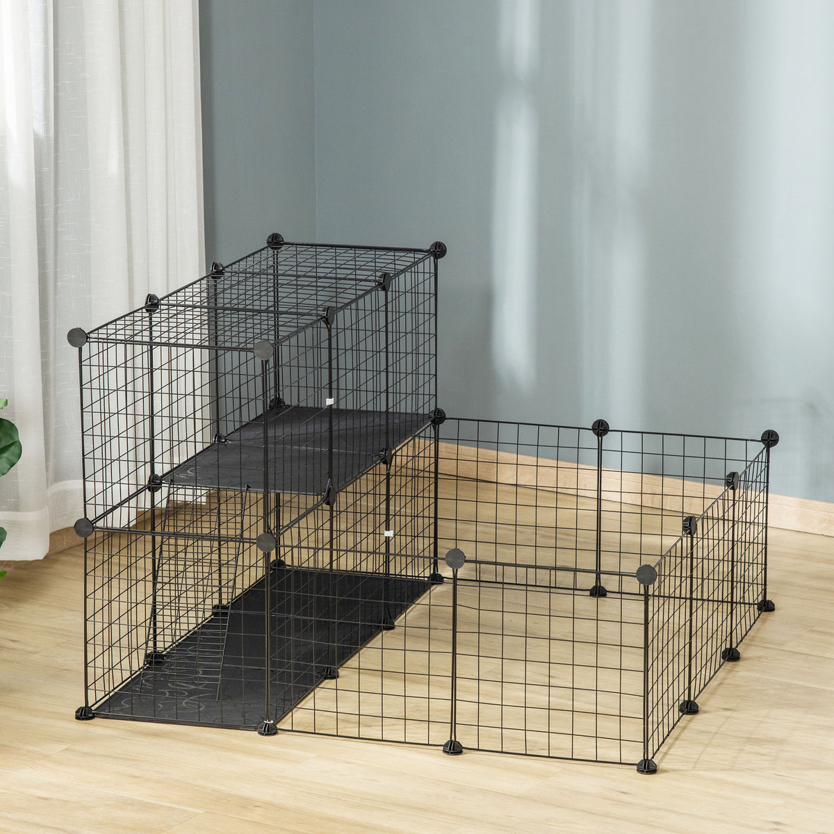 Small Animal Playpen - 31 Panels Black 41.3" x 41.3" x 27.6"-Small Animals-DECOROLALA