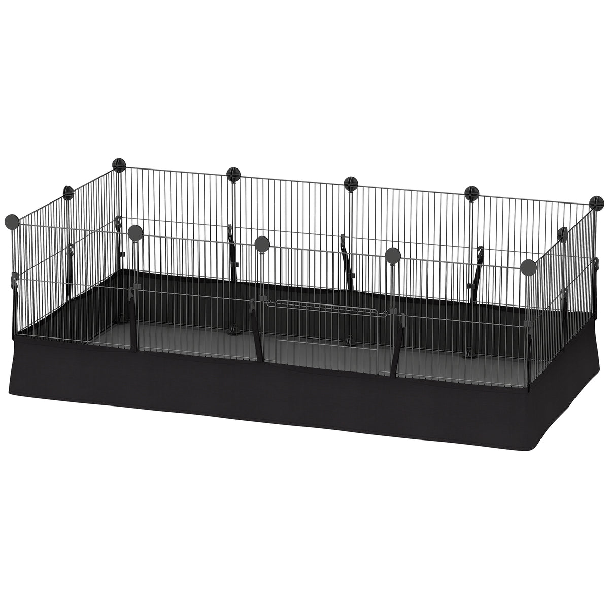 Small Animal Playpen with Waterproof Mat - 12 Panels Black-Small Animals-DECOROLALA