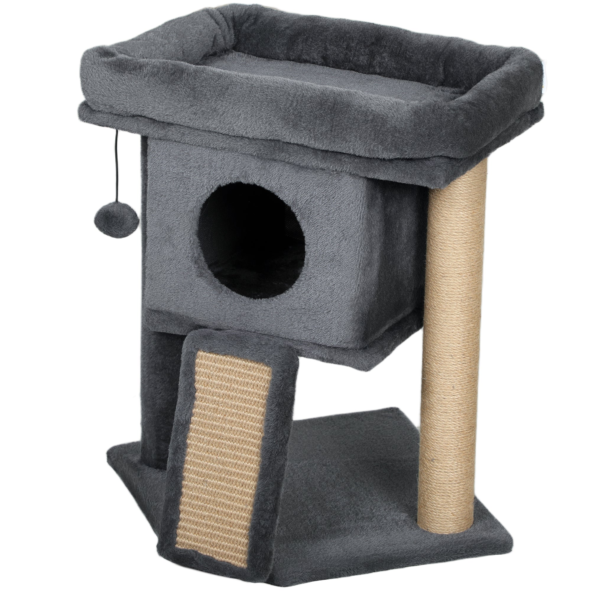 Small Cat Tree Tower with Condo and Perch - Dark Grey 22"-Cats-DECOROLALA