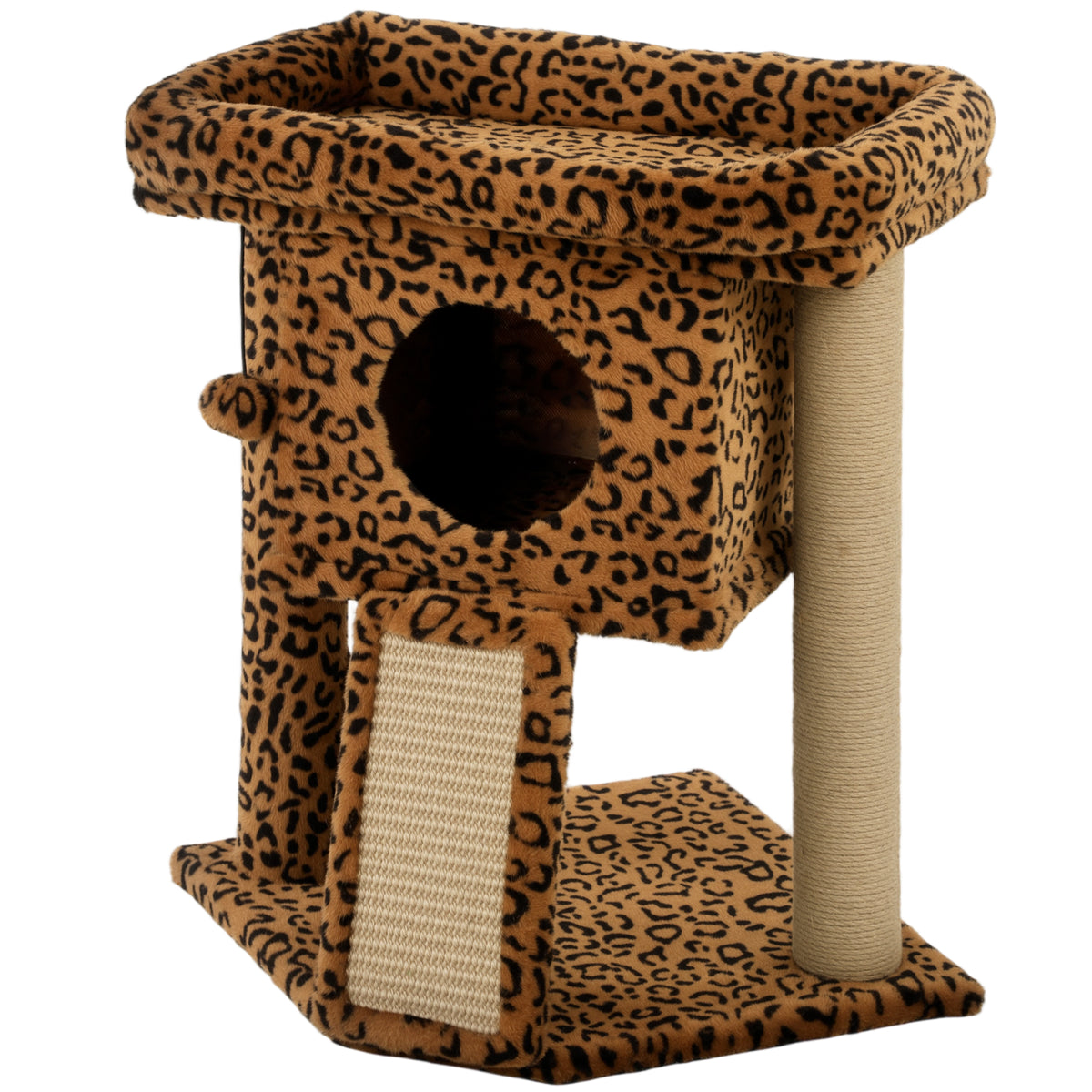 Small Cat Tree Tower with Condo and Perch - Leopard Print 22"-Cat Supplies-DECOROLALA