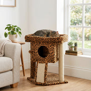 Small Cat Tree Tower with Condo and Perch - Leopard Print 22"-Cats-DECOROLALA