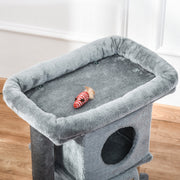 Small Cat Tree Tower with Perch, Condo and Scratching Post - Grey-Cats-DECOROLALA