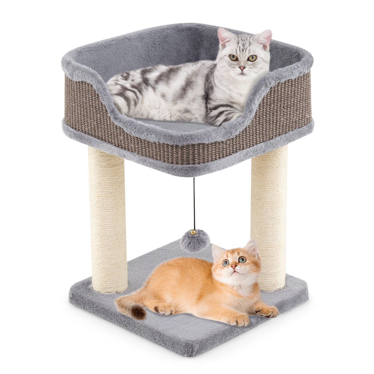Small Cat Tree for Indoor Cats Kitty Tower with Comfy Plush Perch Sisal Scratching Posts-Gray-Cat Trees & Scratchers-DECOROLALA