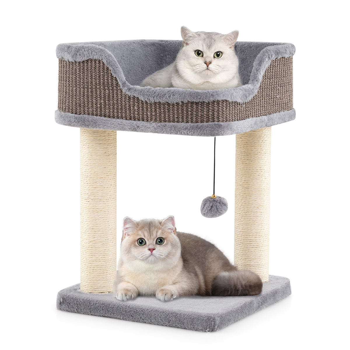 Small Cat Tree for Indoor Cats Kitty Tower with Comfy Plush Perch Sisal Scratching Posts-Gray-Cat Trees & Scratchers-DECOROLALA