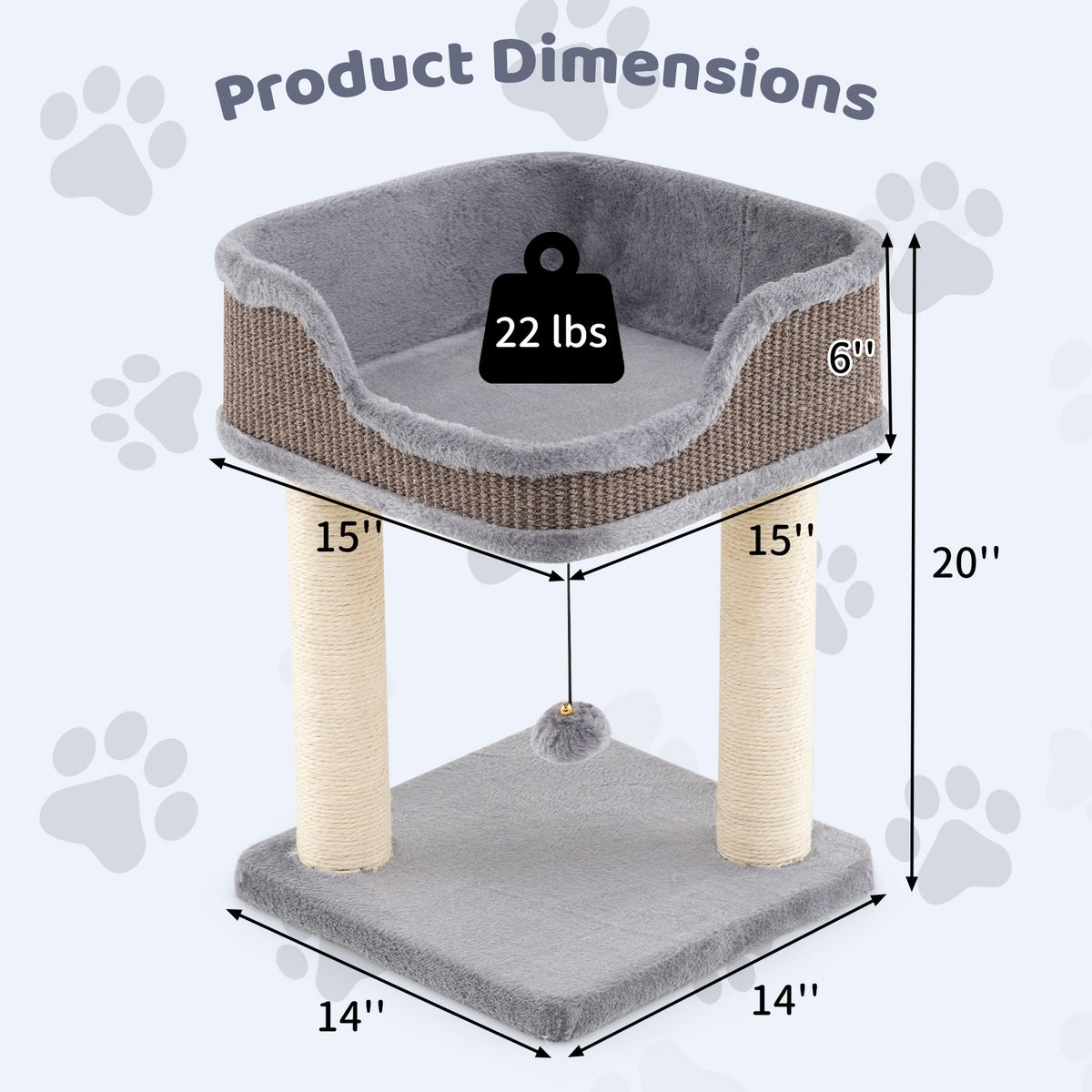 Small Cat Tree for Indoor Cats Kitty Tower with Comfy Plush Perch Sisal Scratching Posts-Gray-Cat Trees & Scratchers-DECOROLALA