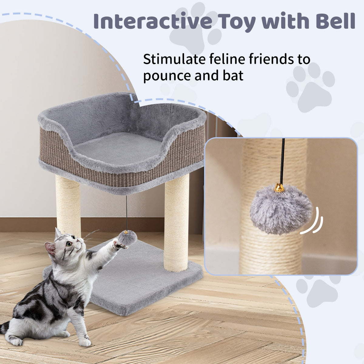 Small Cat Tree for Indoor Cats Kitty Tower with Comfy Plush Perch Sisal Scratching Posts-Gray-Cat Trees & Scratchers-DECOROLALA