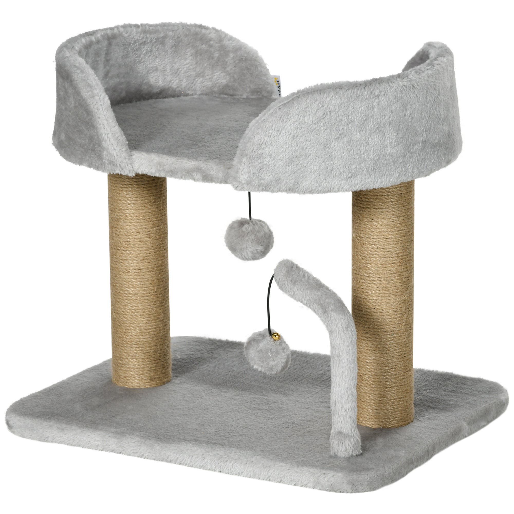 Small Cat Tree with Jute Scratching Posts & Perch - Light Grey-Cats-DECOROLALA