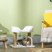 Small Cat Tree with Jute Scratching Posts & Perch - White-Cats-DECOROLALA