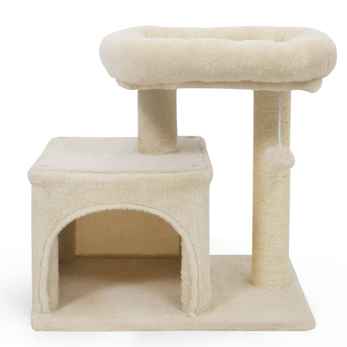 Small Cat Tree with Large Padded Plush Perch for Indoor Cats-Beige-Cat Trees & Scratchers-DECOROLALA