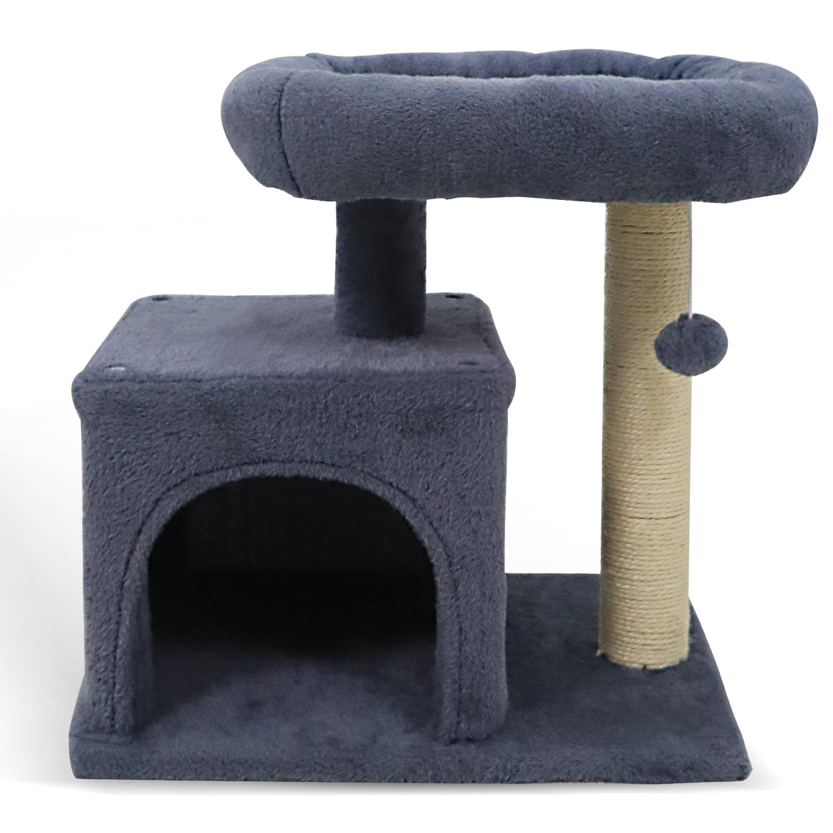 Small Cat Tree with Large Padded Plush Perch for Indoor Cats-Dark Gray-Cat Trees & Scratchers-DECOROLALA
