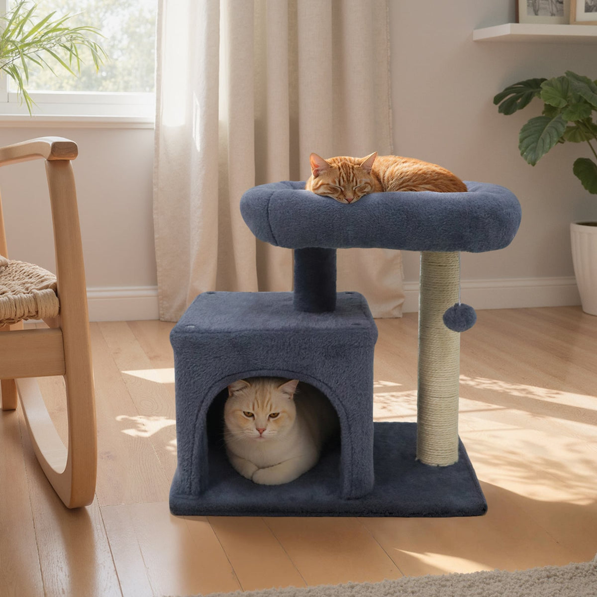Small Cat Tree with Large Padded Plush Perch for Indoor Cats-Dark Gray-Cat Trees & Scratchers-DECOROLALA