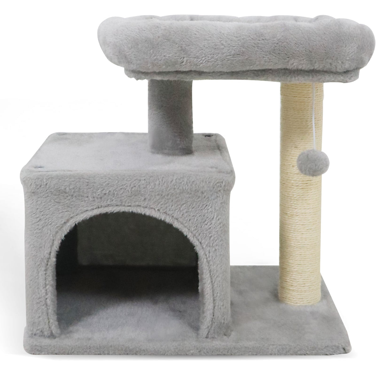 Small Cat Tree with Large Padded Plush Perch for Indoor Cats-Light Gray-Cat Trees & Scratchers-DECOROLALA