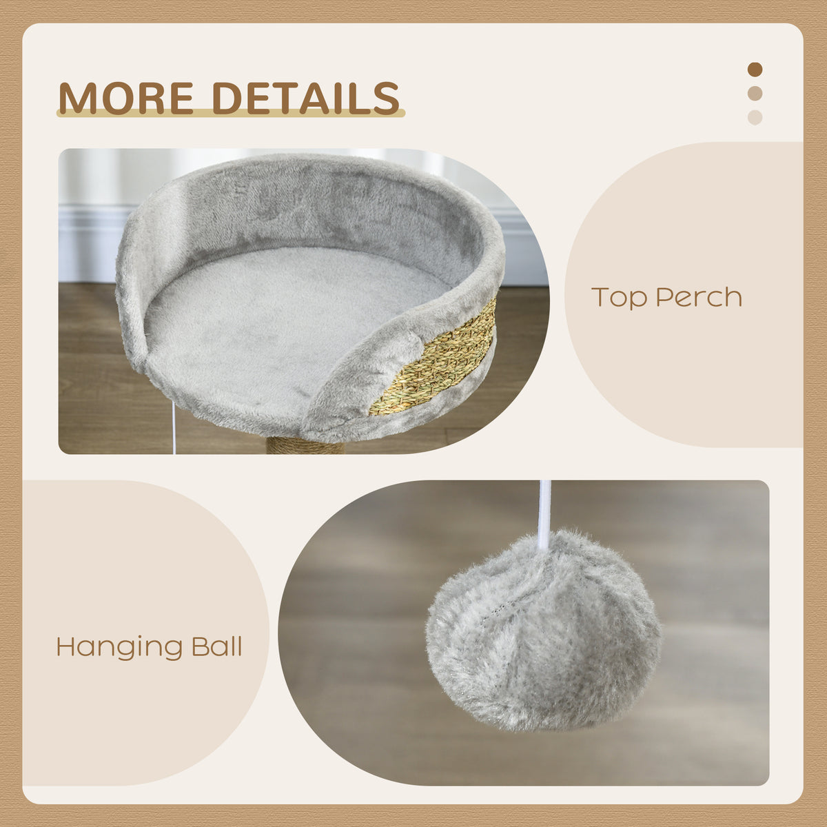 Small Cat Tree with Scratching Post and Perch - 19" Grey-Cats-DECOROLALA