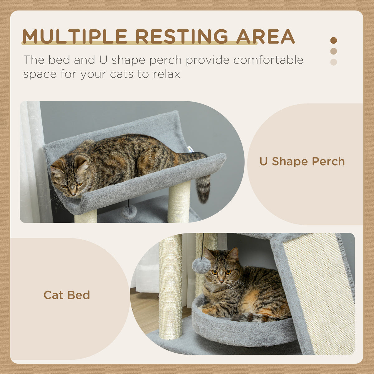Small Cat Tree with Scratching Posts and Bed - Light Grey 30"-Cats-DECOROLALA