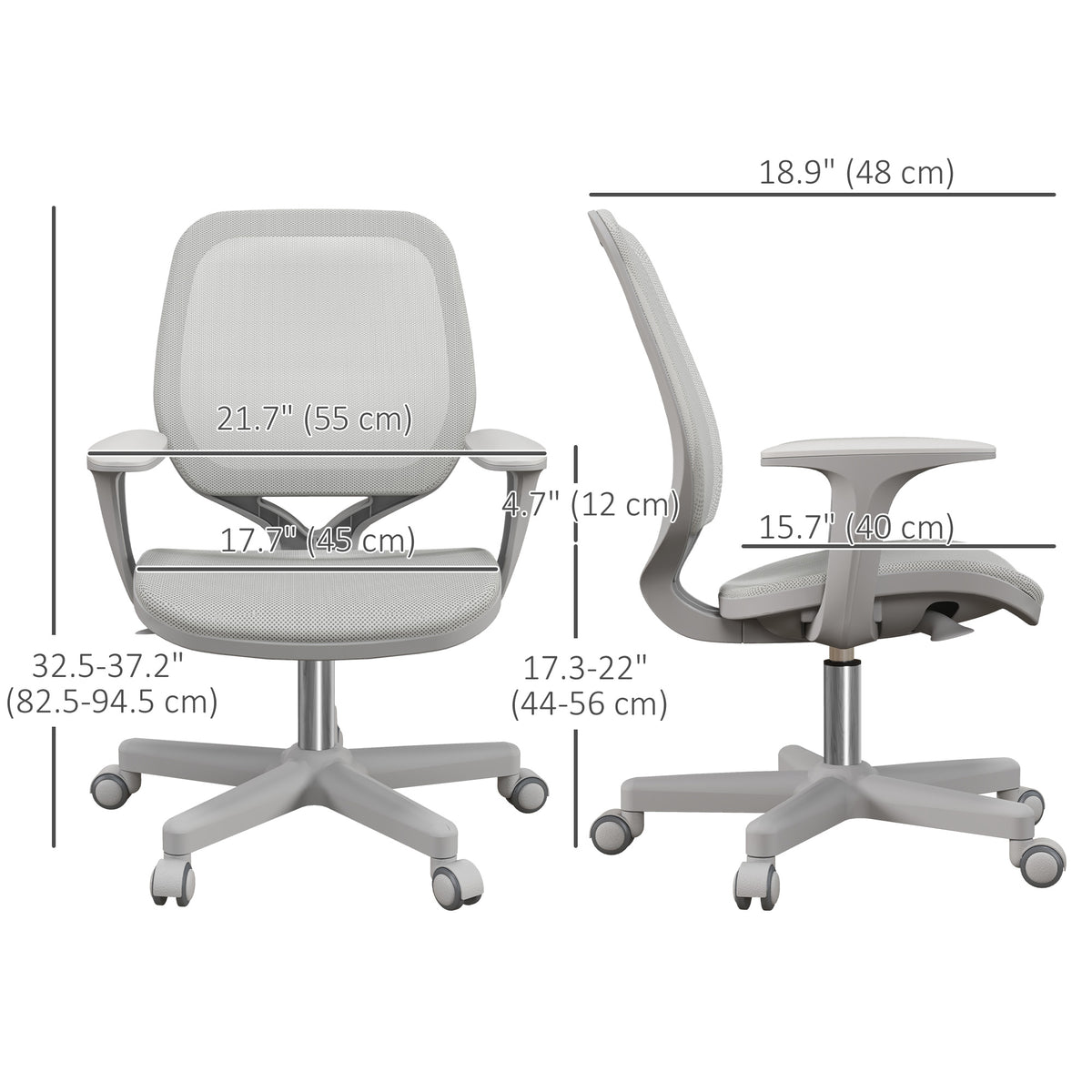 Small Mesh Office Chair - Grey Swivel Computer Desk Chair-Office Products > Office Furniture > Office Chairs-DECOROLALA