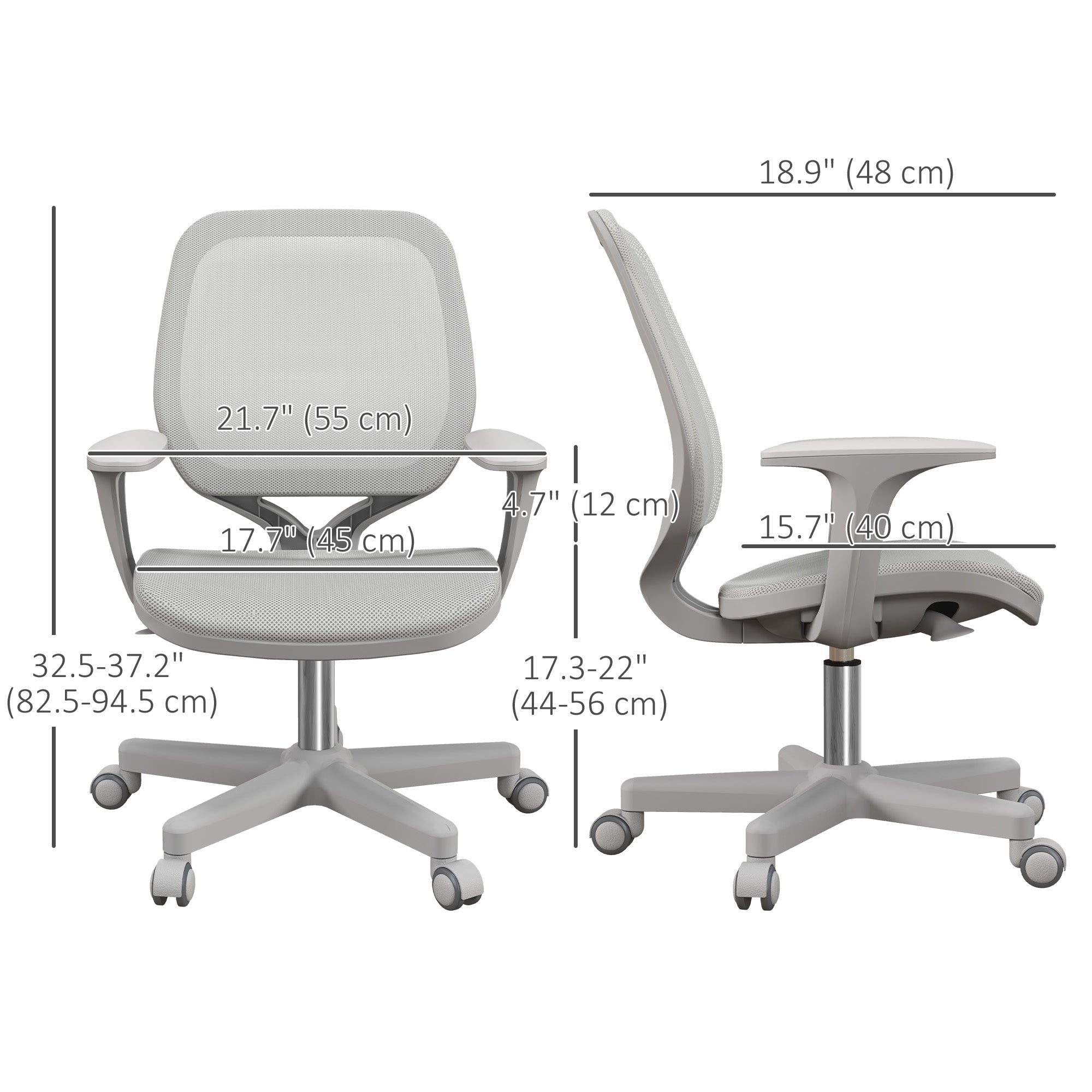 Small Mesh Office Chair - Grey Swivel Computer Desk Chair-Office Products > Office Furniture > Office Chairs-DECOROLALA