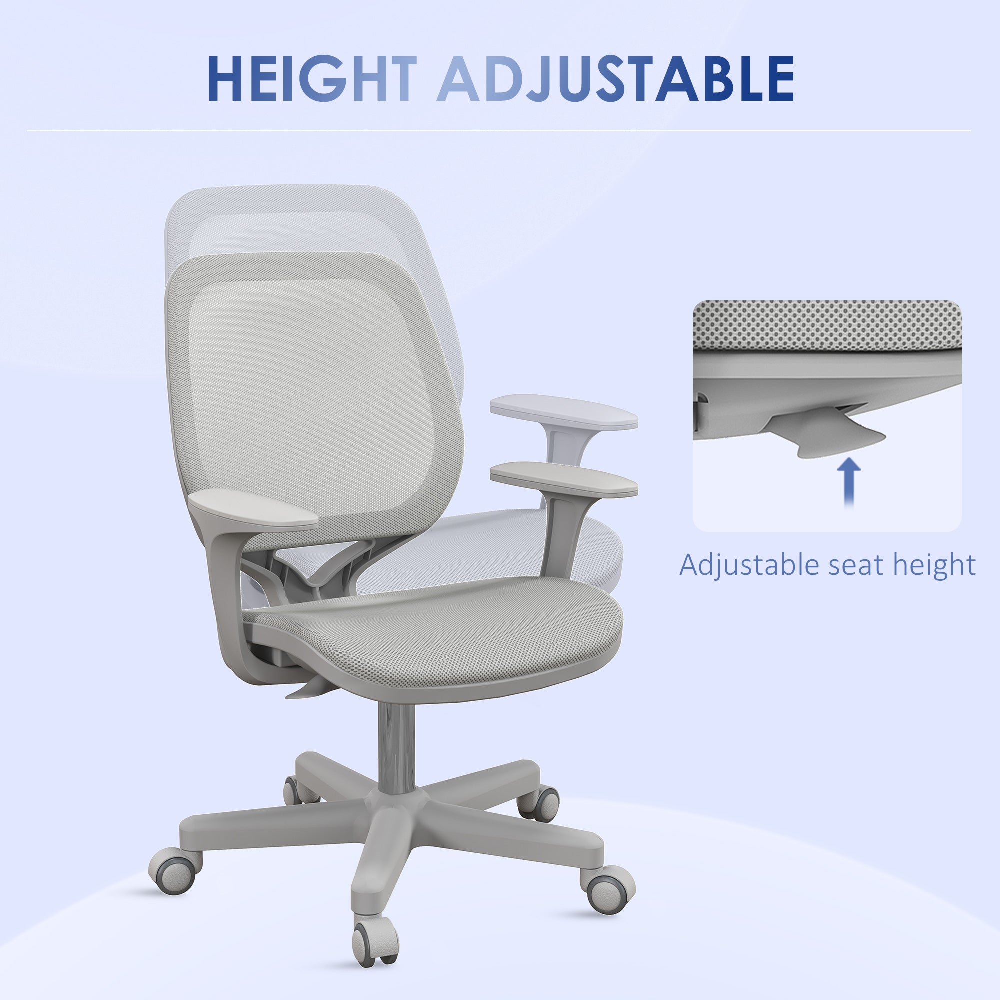 Small Mesh Office Chair - Grey Swivel Computer Desk Chair-Office Products > Office Furniture > Office Chairs-DECOROLALA