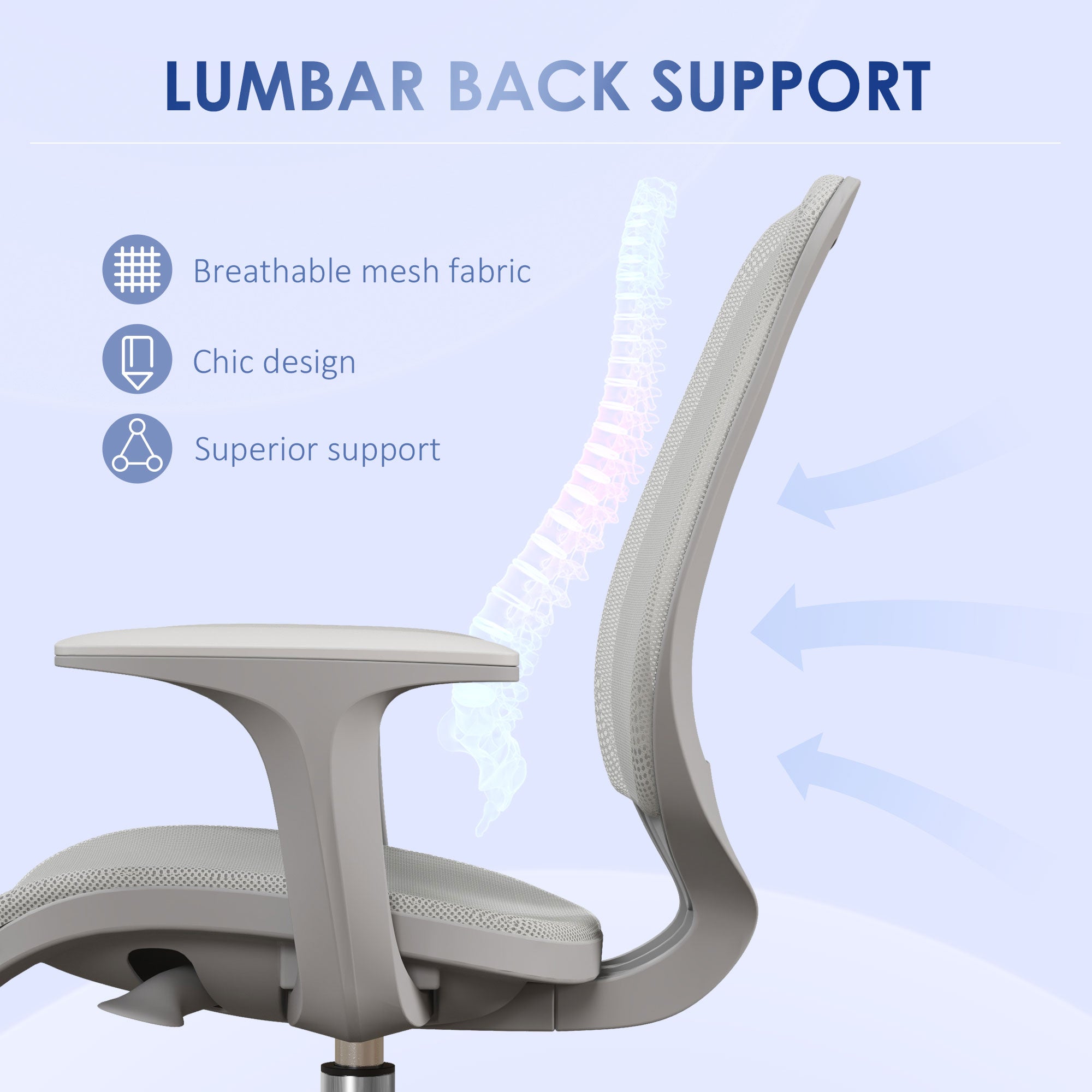 Small Mesh Office Chair - Grey Swivel Computer Desk Chair-Office Products > Office Furniture > Office Chairs-DECOROLALA