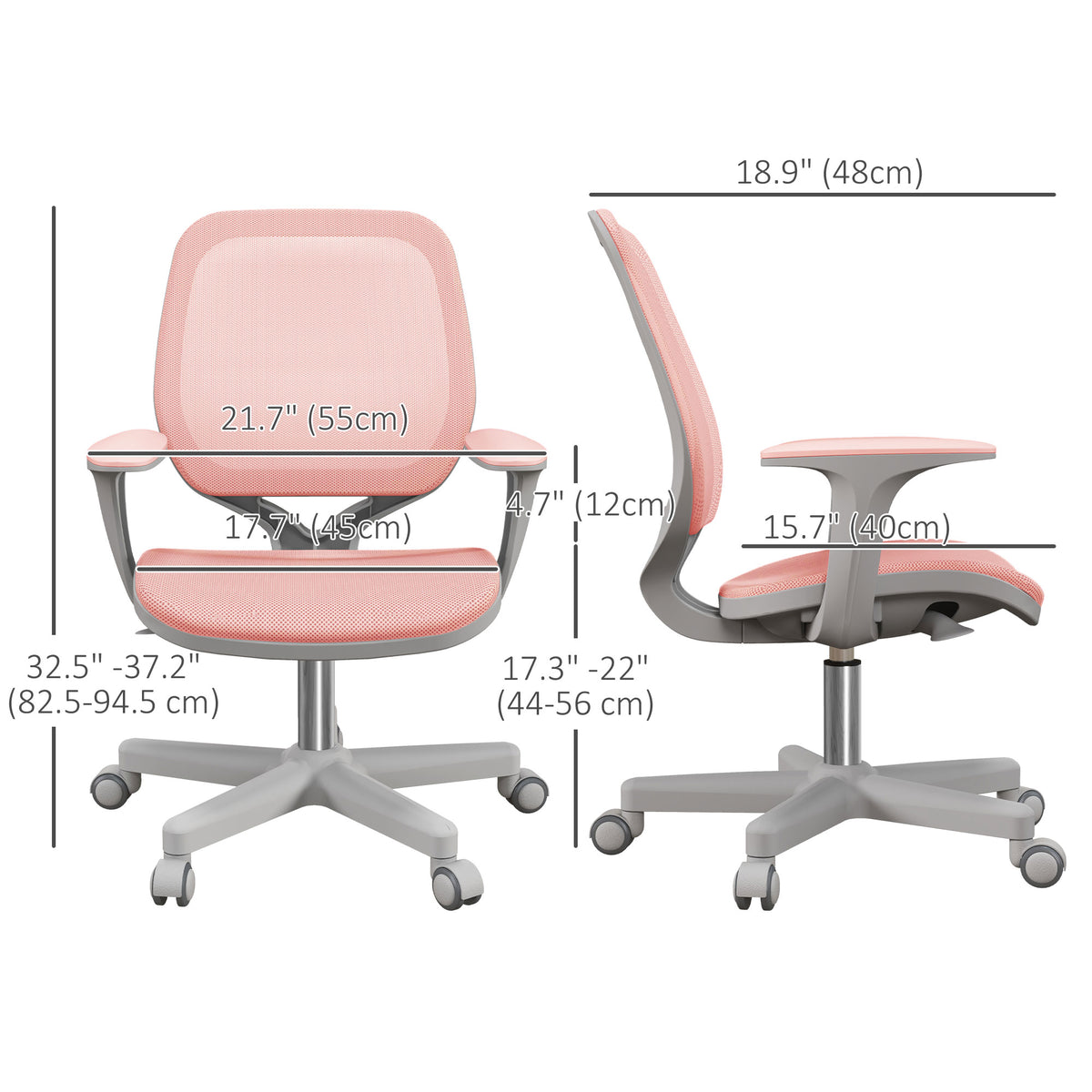 Small Mesh Office Chair - Pink Swivel Desk Chair with Arms-Office Products > Office Furniture > Office Chairs > Task Chairs-DECOROLALA