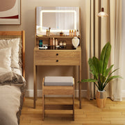 Small Vanity Desk with Mirror and Lights for Bedroom-Natural-Makeup Vanities-DECOROLALA