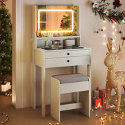 Small Vanity Desk with Mirror and Lights for Bedroom-White-Makeup Vanities-DECOROLALA