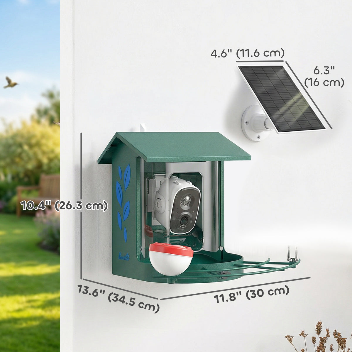 Smart Bird Feeder Camera - Solar Powered 2K AI Dark Green 2.5L-Birds-DECOROLALA