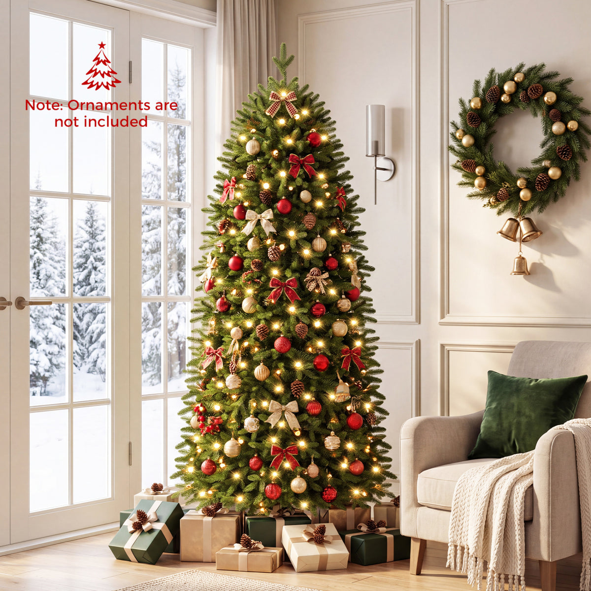 Smart Pencil Christmas Tree with 220 Pre-Lit RGB LED Lights-M-Christmas Trees-DECOROLALA